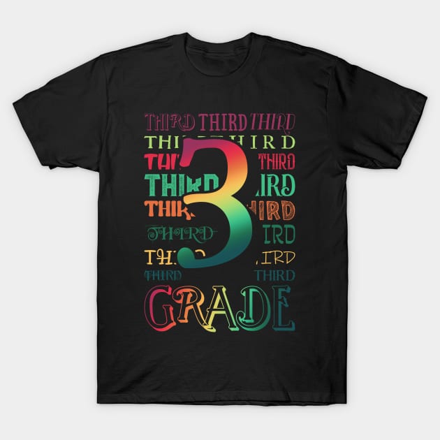 Tie Dye 3rd Grade Typography Team Third Grade Teacher Gift T-Shirt by Happy Shirt